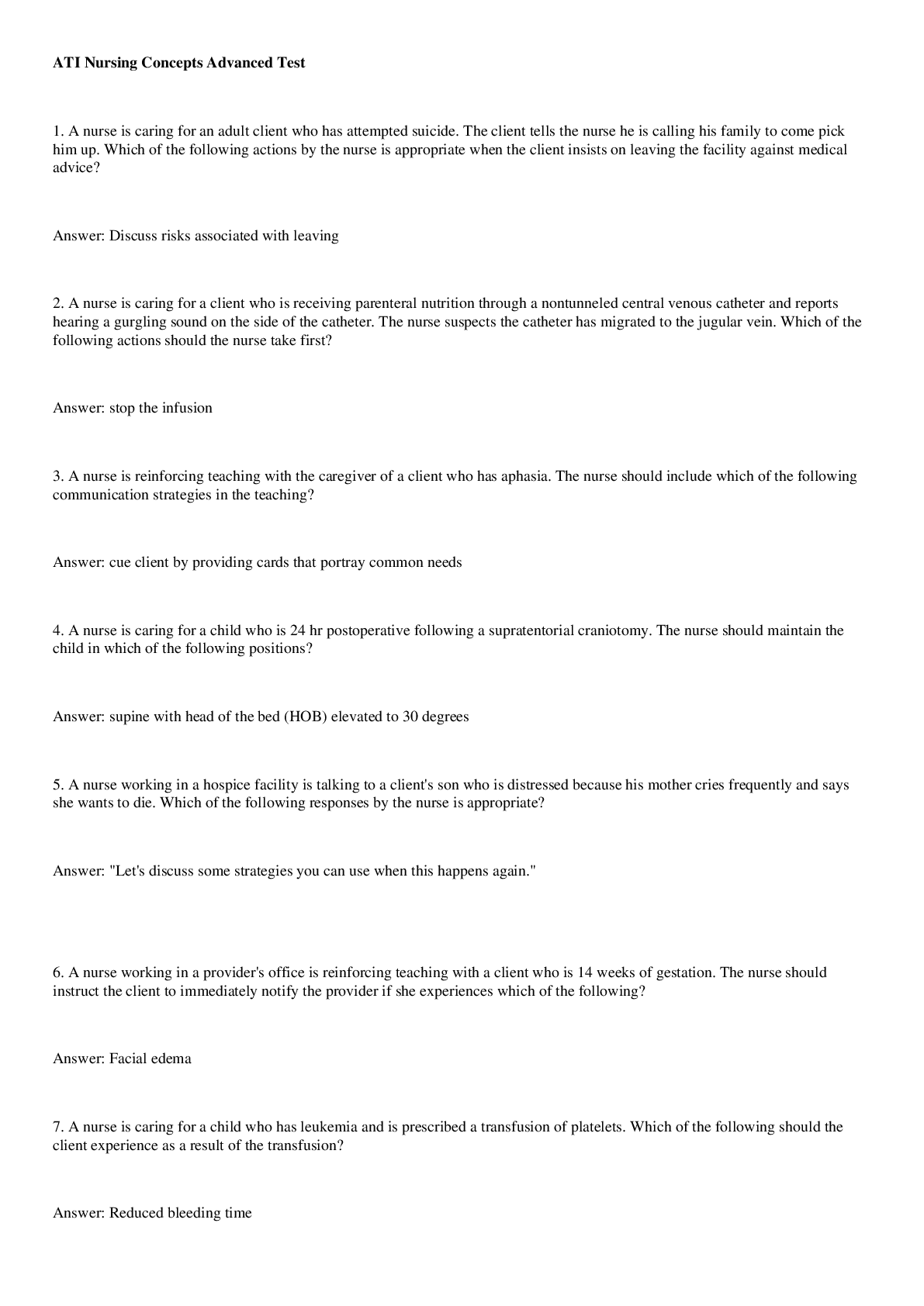 Preview image for ATI Nursing Concepts Advanced Test Latest Update